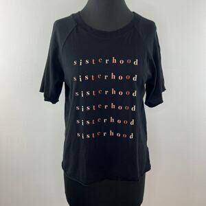 good hYOUman Black 100% Cotton SISTERHOOD Graphic Short Sleeve T-Shirt Tee USA S